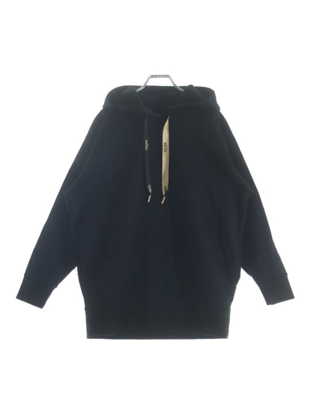Fendi Logo Lame Hoodie Black Gold #xxs